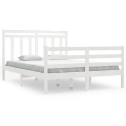 vidaXL Massivholzbett Weiß 135x190 cm