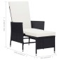 3-tlg. Garten-Lounge-Set mit Auflagen Poly Rattan Schwarz 3-tlg. Garten-Lounge-Set mit Auflagen Poly Rattan Schwarz