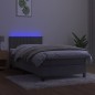 vidaXL Boxspringbett mit Matratze & LED Hellgrau 80x200 cm Samt vidaXL Boxspringbett mit Matratze & LED Hellgrau 80x200 cm Samt