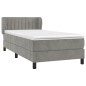 vidaXL Boxspringbett mit Matratze Hellgrau 80x200 cm Samt vidaXL Boxspringbett mit Matratze Hellgrau 80x200 cm Samt
