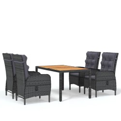 5-tlg. Garten-Essgruppe Poly Rattan Grau