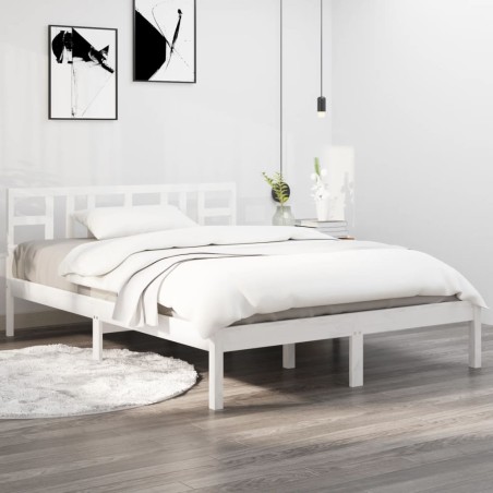 vidaXL Massivholzbett Weiß 150x200 cm