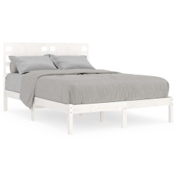 vidaXL Massivholzbett Weiß 135x190 cm