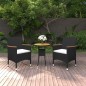 vidaXL 3-tlg. Garten-Essgruppe Poly Rattan Schwarz vidaXL 3-tlg. Garten-Essgruppe Poly Rattan Schwarz