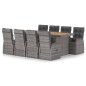 vidaXL 9-tlg. Garten-Essgruppe mit Kissen Poly Rattan Grau vidaXL 9-tlg. Garten-Essgruppe mit Kissen Poly Rattan Grau