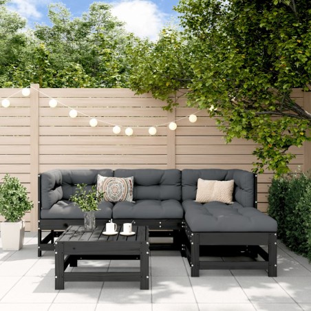 vidaXL 5-tlg. Garten-Lounge-Set Schwarz Massivholz Kiefer