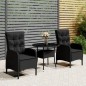 3-tlg. Garten-Bistro-Set Poly Rattan Schwarz 3-tlg. Garten-Bistro-Set Poly Rattan Schwarz