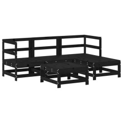 vidaXL 5-tlg. Garten-Lounge-Set Schwarz Massivholz Kiefer