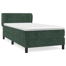 vidaXL Boxspringbett mit Matratze Dunkelgrün 100x200 cm Samt