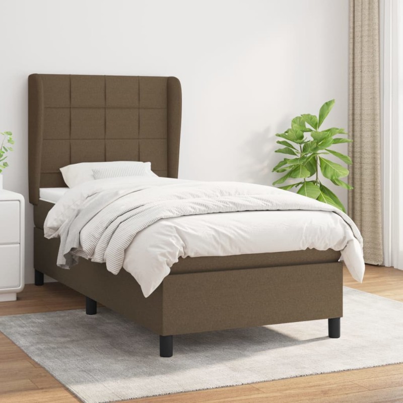 vidaXL Boxspringbett mit Matratze Dunkelbraun 80x200 cm Stoff vidaXL Boxspringbett mit Matratze Dunkelbraun 80x200 cm Stoff
