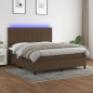 vidaXL Boxspringbett mit Matratze & LED Dunkelbraun 160x200 cm Stoff vidaXL Boxspringbett mit Matratze & LED Dunkelbraun 160x200 cm Stoff