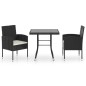 3-tlg. Garten-Essgruppe Poly Rattan Schwarz 3-tlg. Garten-Essgruppe Poly Rattan Schwarz