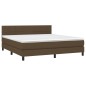 vidaXL Boxspringbett mit Matratze Dunkelbraun 160x200 cm Stoff vidaXL Boxspringbett mit Matratze Dunkelbraun 160x200 cm Stoff