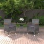 3-tlg. Garten-Essgruppe Poly Rattan Grau 3-tlg. Garten-Essgruppe Poly Rattan Grau