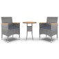3-tlg. Garten-Essgruppe Poly Rattan Grau 3-tlg. Garten-Essgruppe Poly Rattan Grau