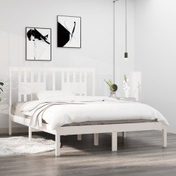 vidaXL Massivholzbett Weiß 135x190 cm