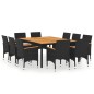 11-tlg. Garten-Essgruppe Poly Rattan Schwarz 11-tlg. Garten-Essgruppe Poly Rattan Schwarz