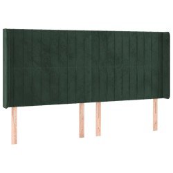 vidaXL Kopfteil mit Ohren Dunkelgrün 183x16x118/128 cm Samt