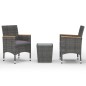 3-tlg. Bistro-Set Poly Rattan und Hartglas Grau 3-tlg. Bistro-Set Poly Rattan und Hartglas Grau