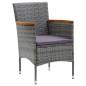 3-tlg. Bistro-Set Poly Rattan und Hartglas Grau 3-tlg. Bistro-Set Poly Rattan und Hartglas Grau