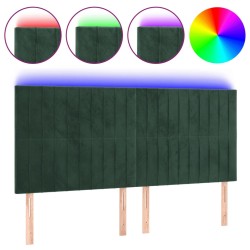 vidaXL LED Kopfteil Dunkelgrün 180x5x118/128 cm Samt 