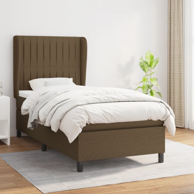 vidaXL Boxspringbett mit Matratze Dunkelbraun 80x200 cm Stoff vidaXL Boxspringbett mit Matratze Dunkelbraun 80x200 cm Stoff