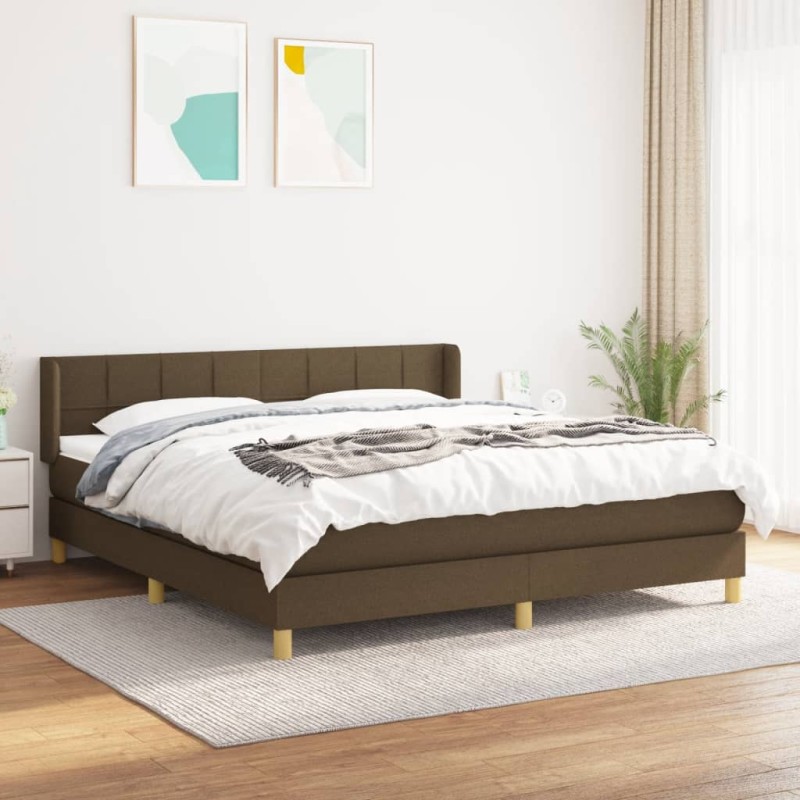 vidaXL Boxspringbett mit Matratze Dunkelbraun 160x200 cm Stoff vidaXL Boxspringbett mit Matratze Dunkelbraun 160x200 cm Stoff
