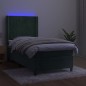 vidaXL Boxspringbett mit Matratze & LED Dunkelgrün 90x200 cm Samt vidaXL Boxspringbett mit Matratze & LED Dunkelgrün 90x200 cm Samt
