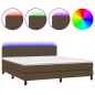 vidaXL Boxspringbett mit Matratze & LED Dunkelbraun 160x200 cm Stoff vidaXL Boxspringbett mit Matratze & LED Dunkelbraun 160x200 cm Stoff