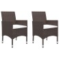 3-tlg. Bistro-Set Poly Rattan und Hartglas Braun 3-tlg. Bistro-Set Poly Rattan und Hartglas Braun