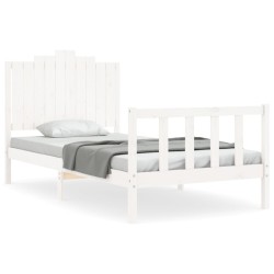 vidaXL Massivholzbett mit Kopfteil Weiß 100x200 cm