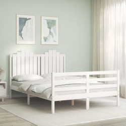 vidaXL Massivholzbett mit Kopfteil Weiß 140x190 cm
