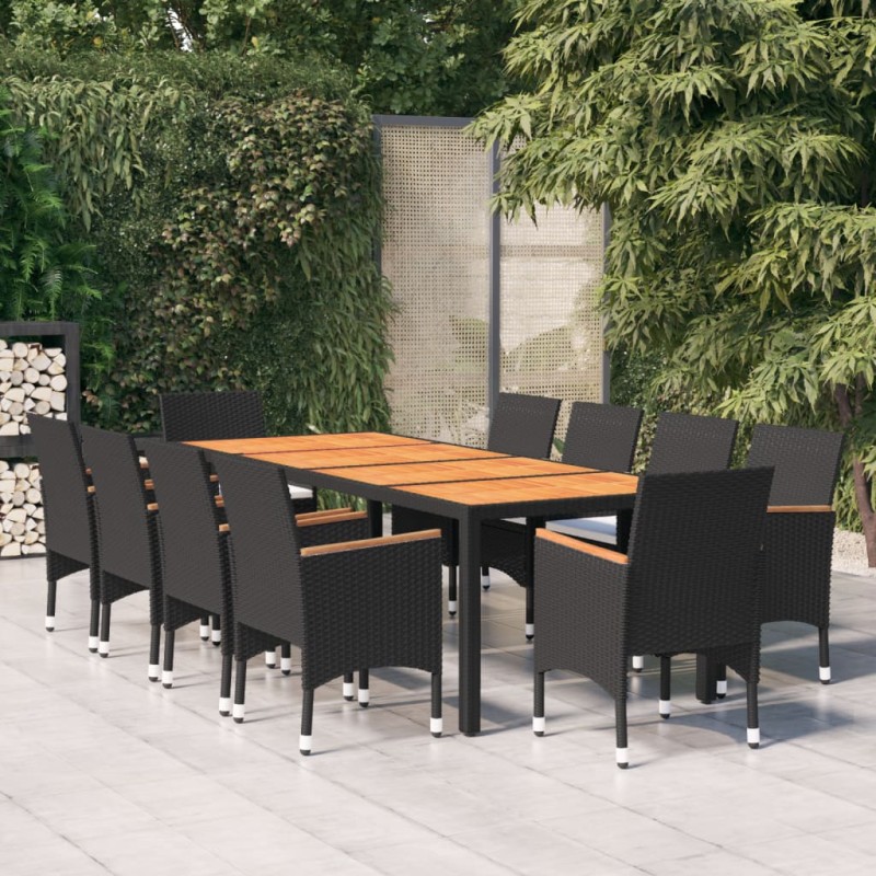 11-tlg. Garten-Essgruppe Poly Rattan Schwarz 11-tlg. Garten-Essgruppe Poly Rattan Schwarz