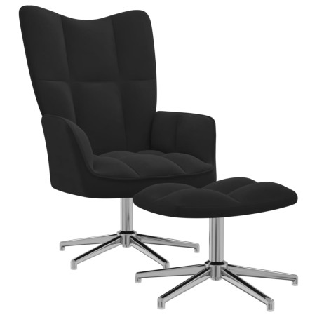 vidaXL Relaxsessel mit Hocker Schwarz Samt
