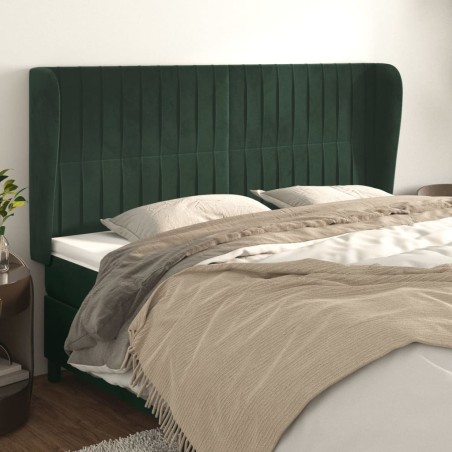 vidaXL Kopfteil mit Ohren Dunkelgrün 183x23x118/128 cm Samt