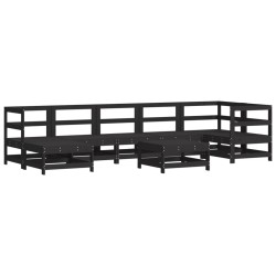 vidaXL 8-tlg. Garten-Lounge-Set Schwarz Massivholz Kiefer