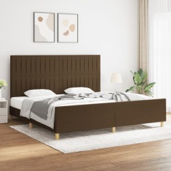 vidaXL Bettgestell mit Kopfteil Dunkelbraun 200x200 cm Stoff