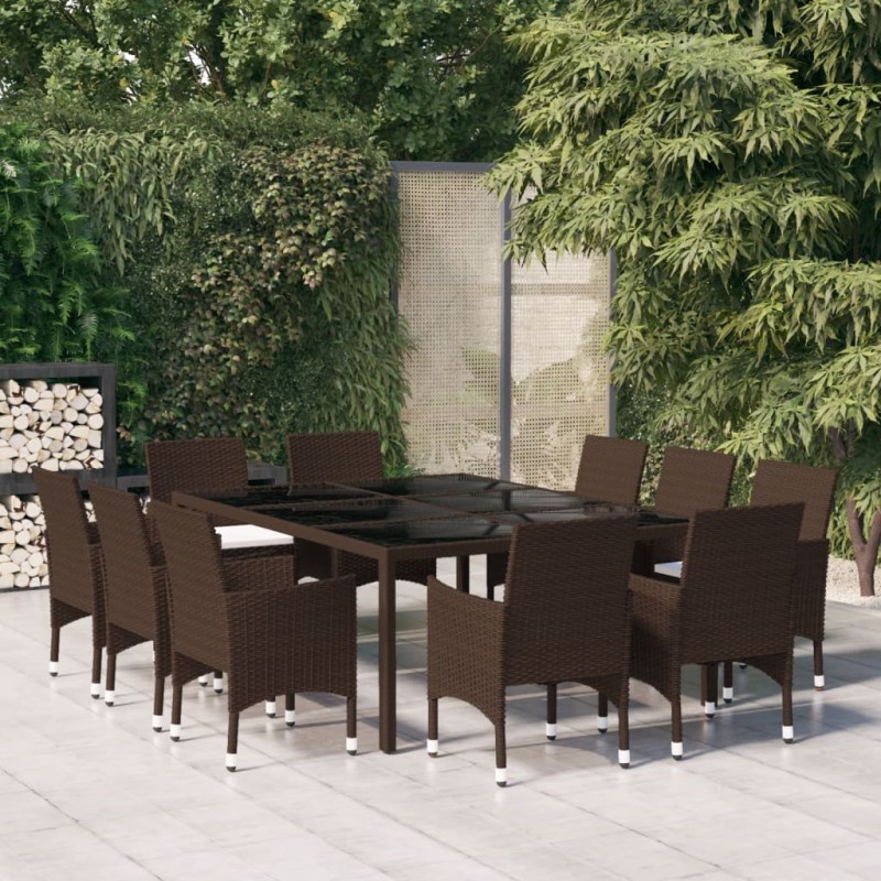 11-tlg. Garten-Essgruppe Poly Rattan Braun 11-tlg. Garten-Essgruppe Poly Rattan Braun
