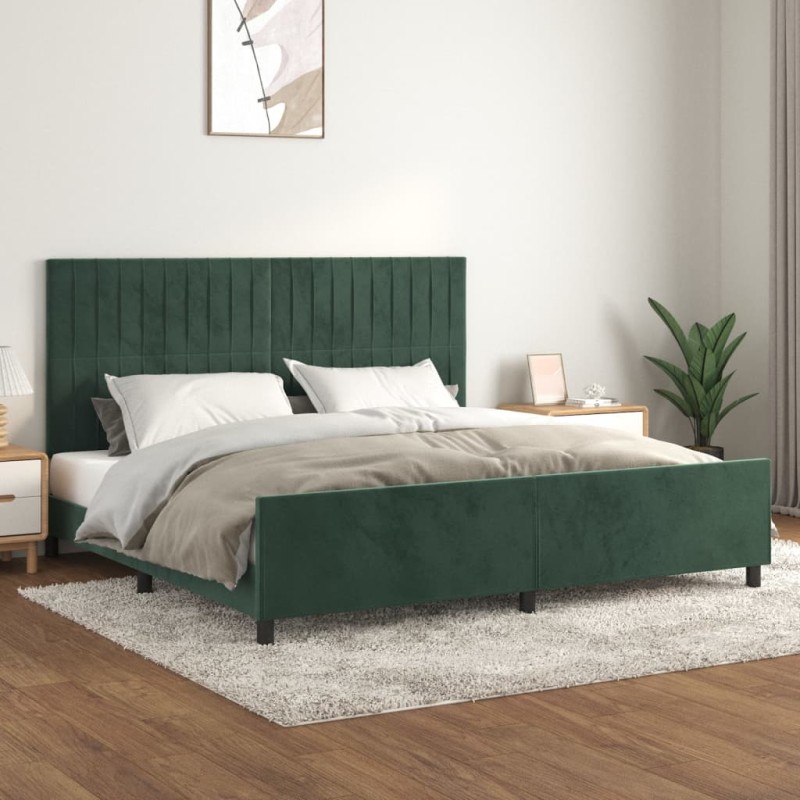 vidaXL Bettgestell mit Kopfteil Dunkelgrün 200x200 cm Samt vidaXL Bettgestell mit Kopfteil Dunkelgrün 200x200 cm Samt