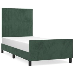 vidaXL Bettgestell mit Kopfteil Dunkelgrün 100x200 cm Samt