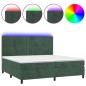vidaXL Boxspringbett mit Matratze & LED Dunkelgrün 200x200 cm Samt vidaXL Boxspringbett mit Matratze & LED Dunkelgrün 200x200 cm Samt