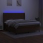 vidaXL Boxspringbett mit Matratze & LED Dunkelbraun 160x200 cm Stoff vidaXL Boxspringbett mit Matratze & LED Dunkelbraun 160x200 cm Stoff