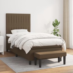 vidaXL Boxspringbett mit Matratze Dunkelbraun 90x200 cm Stoff