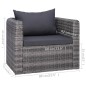 vidaXL 9-tlg. Garten-Lounge-Set mit Kissen Poly Rattan Grau vidaXL 9-tlg. Garten-Lounge-Set mit Kissen Poly Rattan Grau