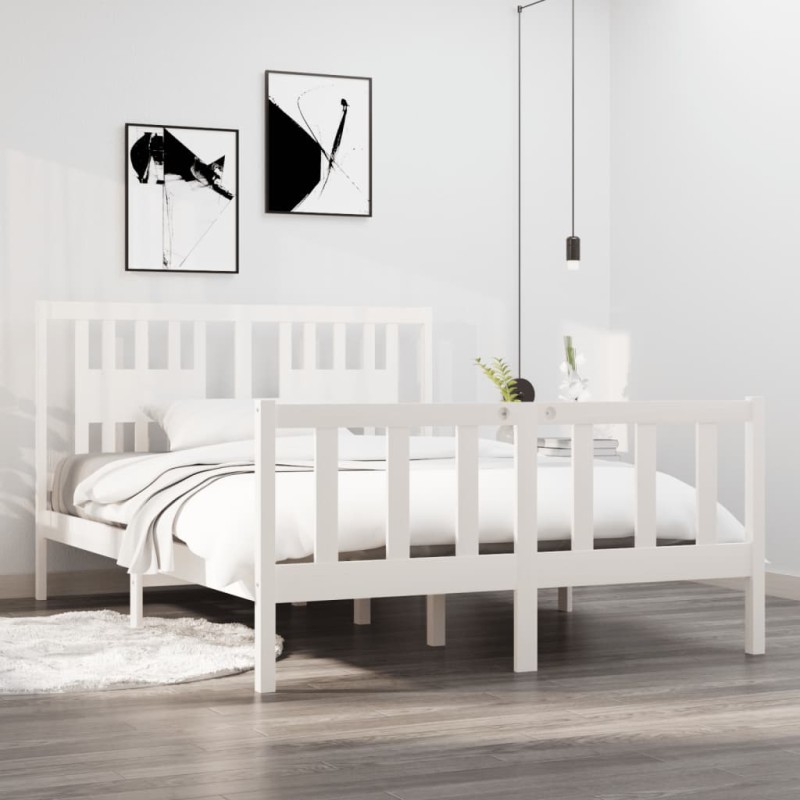 vidaXL Massivholzbett Weiß 135x190 cm vidaXL Massivholzbett Weiß 135x190 cm