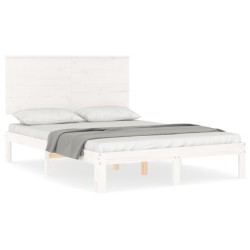 vidaXL Massivholzbett ohne Matratze Weiß 140x190 cm Kiefernholz