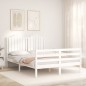 vidaXL Massivholzbett mit Kopfteil Weiß 140x200 cm vidaXL Massivholzbett mit Kopfteil Weiß 140x200 cm
