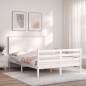 vidaXL Massivholzbett mit Kopfteil Weiß 140x190 cm vidaXL Massivholzbett mit Kopfteil Weiß 140x190 cm