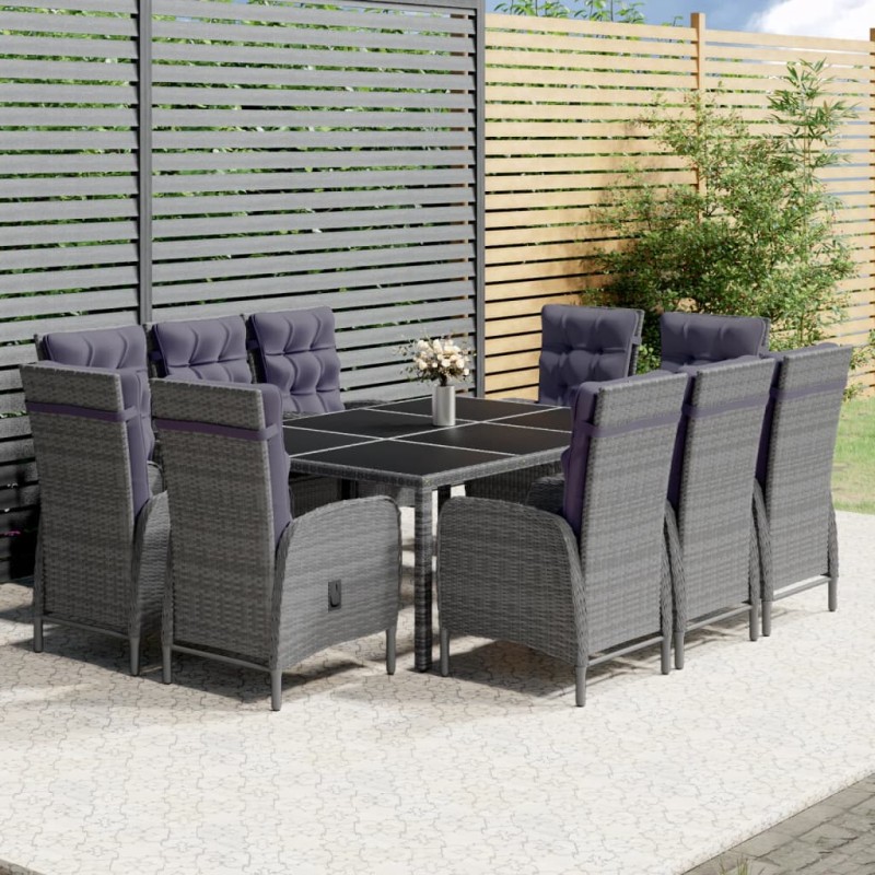 11-tlg. Garten-Essgruppe Poly Rattan Grau 11-tlg. Garten-Essgruppe Poly Rattan Grau