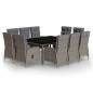 11-tlg. Garten-Essgruppe Poly Rattan Grau 11-tlg. Garten-Essgruppe Poly Rattan Grau